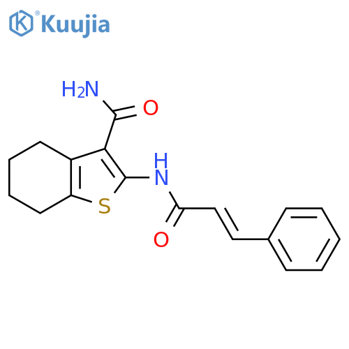 2-(2E)-3-phenylprop-2-enamido-4,5,6,7-tetrahydro-1-benzothiophene-3-carboxamide structure