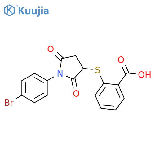 2-{1-(4-bromophenyl)-2,5-dioxopyrrolidin-3-ylsulfanyl}benzoic acid structure