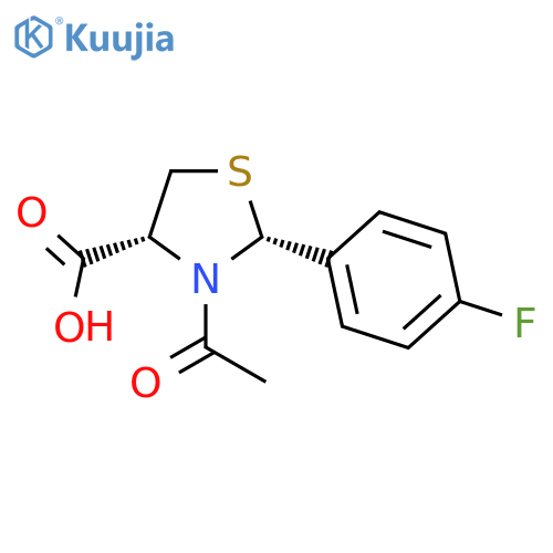 4-Thiazolidinecarboxylic acid, 3-acetyl-2-(4-fluorophenyl)-, (2R,4R)-rel- structure