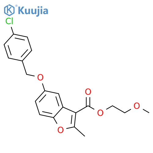 2-methoxyethyl 5-(4-chlorophenyl)methoxy-2-methyl-1-benzofuran-3-carboxylate structure