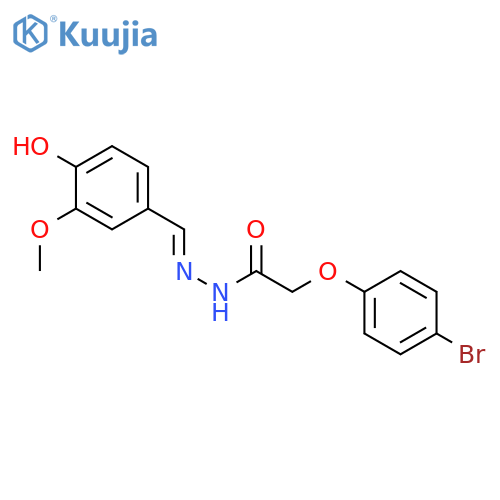2-(4-bromophenoxy)-N'-(1E)-(4-hydroxy-3-methoxyphenyl)methylideneacetohydrazide structure