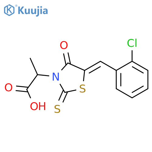 2-[(5Z)-5-[(2-chlorophenyl)methylidene]-4-oxo-2-sulfanylidene-1,3-thiazolidin-3-yl]propanoic acid structure