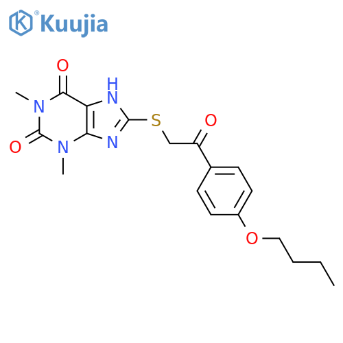 8-{2-(4-butoxyphenyl)-2-oxoethylsulfanyl}-1,3-dimethyl-2,3,6,7-tetrahydro-1H-purine-2,6-dione structure