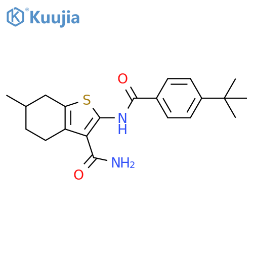 2-(4-tert-butylbenzamido)-6-methyl-4,5,6,7-tetrahydro-1-benzothiophene-3-carboxamide structure