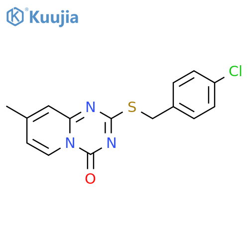 2-{[(4-chlorophenyl)methyl]sulfanyl}-8-methyl-4H-pyrido[1,2-a][1,3,5]triazin-4-one structure