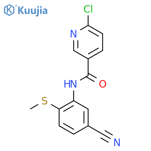 6-chloro-N-[5-cyano-2-(methylsulfanyl)phenyl]nicotinamide structure