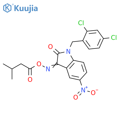 1-(2,4-DICHLOROBENZYL)-3-([(3-METHYLBUTANOYL)OXY]IMINO)-5-NITRO-1,3-DIHYDRO-2H-INDOL-2-ONE structure