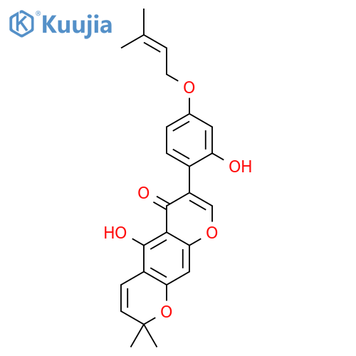 2H,6H-Benzo[1,2-b:5,4-b']dipyran-6-one,5-hydroxy-7-[2-hydroxy-4-[(3-methyl-2-butenyl)oxy]phenyl]-2,2-dimethyl- (9CI) structure