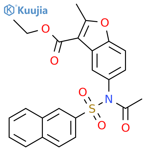 ethyl 2-methyl-5-N-(naphthalene-2-sulfonyl)acetamido-1-benzofuran-3-carboxylate structure