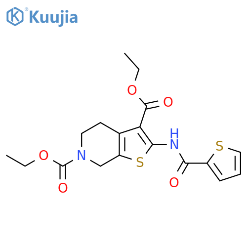 3,6-diethyl 2-(thiophene-2-amido)-4H,5H,6H,7H-thieno2,3-cpyridine-3,6-dicarboxylate structure