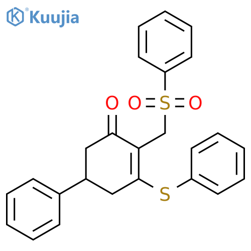 5-PHENYL-3-(PHENYLSULFANYL)-2-[(PHENYLSULFONYL)METHYL]-2-CYCLOHEXEN-1-ONE structure
