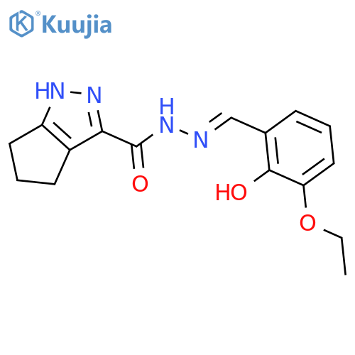 N'-(1E)-(3-ethoxy-2-hydroxyphenyl)methylidene-1H,4H,5H,6H-cyclopentacpyrazole-3-carbohydrazide structure