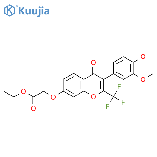 ethyl 2-{3-(3,4-dimethoxyphenyl)-4-oxo-2-(trifluoromethyl)-4H-chromen-7-yloxy}acetate structure