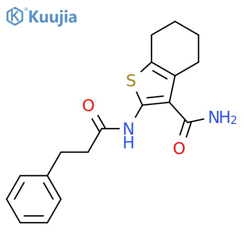 <br>2-(3-Phenyl-propionylamino)-4,5,6,7-tetrahydro-benzo[b]thiophene-3-carboxyl ic acid amide structure