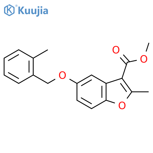 methyl 2-methyl-5-(2-methylphenyl)methoxy-1-benzofuran-3-carboxylate structure