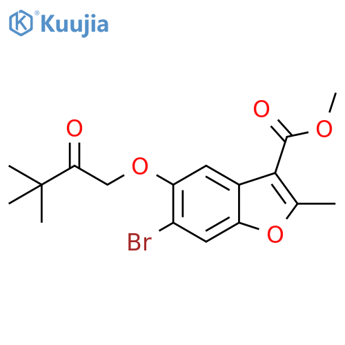 methyl 6-bromo-5-(3,3-dimethyl-2-oxobutoxy)-2-methyl-1-benzofuran-3-carboxylate structure