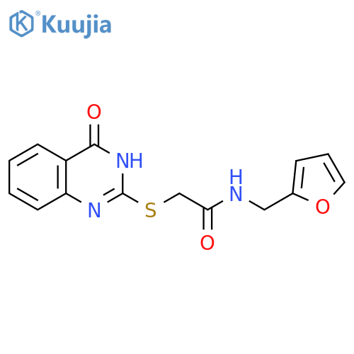 N-(furan-2-yl)methyl-2-(4-oxo-3,4-dihydroquinazolin-2-yl)sulfanylacetamide structure