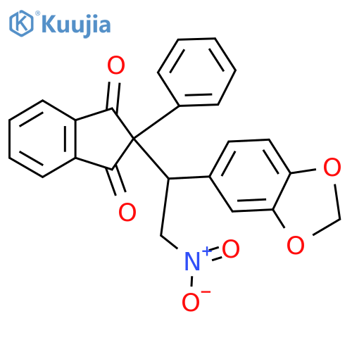 2-{1-(1,3-benzodioxol-5-yl)-2-nitroethyl}-2-phenyl-1H-indene-1,3(2H)-dione structure