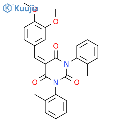5-(3,4-dimethoxyphenyl)methylidene-1,3-bis(2-methylphenyl)-1,3-diazinane-2,4,6-trione structure