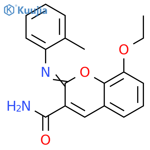 (2Z)-8-ethoxy-2-(2-methylphenyl)imino-2H-chromene-3-carboxamide structure