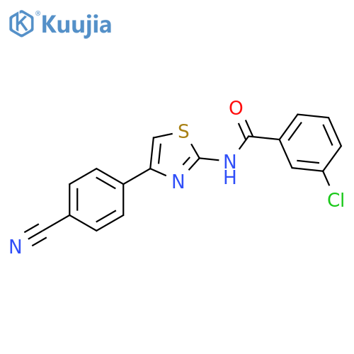 3-chloro-N-[4-(4-cyanophenyl)-1,3-thiazol-2-yl]benzamide structure