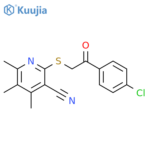 2-{2-(4-chlorophenyl)-2-oxoethylsulfanyl}-4,5,6-trimethylpyridine-3-carbonitrile structure