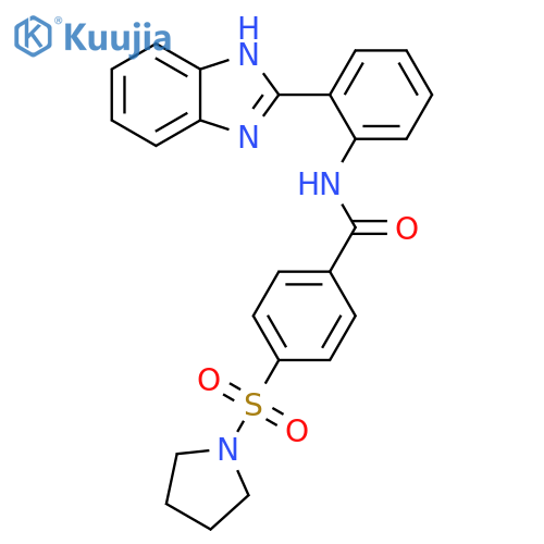 N-[2-(1H-1,3-benzodiazol-2-yl)phenyl]-4-(pyrrolidine-1-sulfonyl)benzamide structure