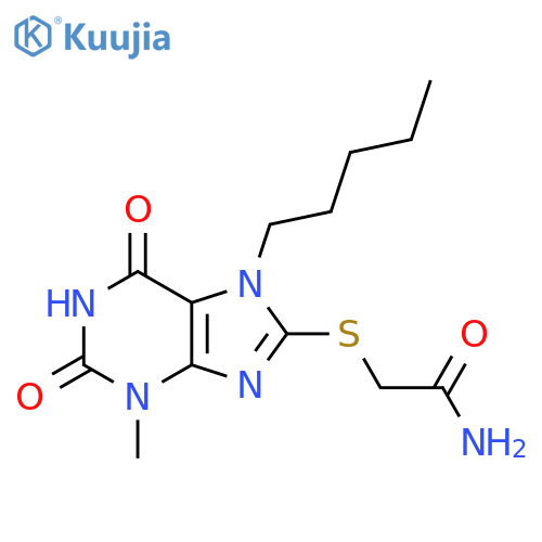 2-(3-methyl-2,6-dioxo-7-pentyl-2,3,6,7-tetrahydro-1H-purin-8-yl)sulfanylacetamide structure