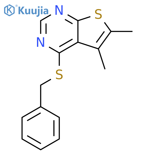 4-(benzylsulfanyl)-5,6-dimethylthieno2,3-dpyrimidine structure