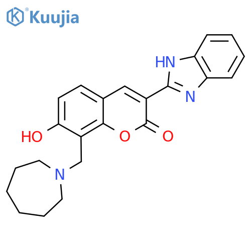 8-(azepan-1-yl)methyl-3-(1H-1,3-benzodiazol-2-yl)-7-hydroxy-2H-chromen-2-one structure