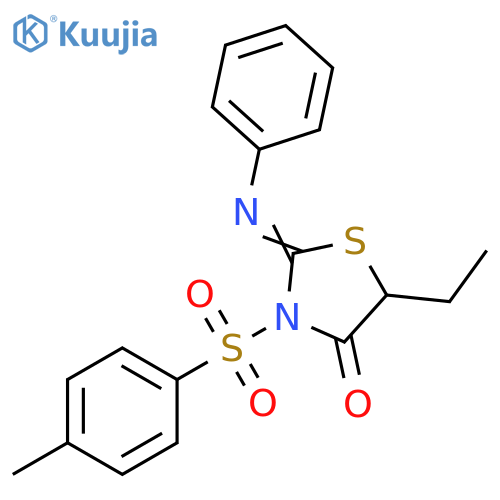 (2Z)-5-ethyl-3-(4-methylbenzenesulfonyl)-2-(phenylimino)-1,3-thiazolidin-4-one structure