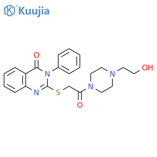 2-({2-4-(2-hydroxyethyl)piperazin-1-yl-2-oxoethyl}sulfanyl)-3-phenyl-3,4-dihydroquinazolin-4-one structure