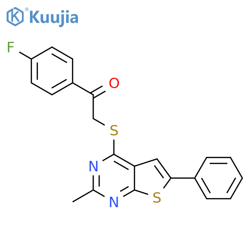 1-(4-fluorophenyl)-2-({2-methyl-6-phenylthieno[2,3-d]pyrimidin-4-yl}sulfanyl)ethan-1-one structure