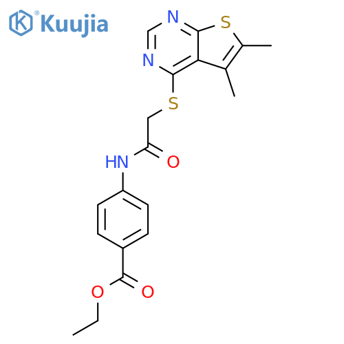 ethyl 4-2-({5,6-dimethylthieno2,3-dpyrimidin-4-yl}sulfanyl)acetamidobenzoate structure