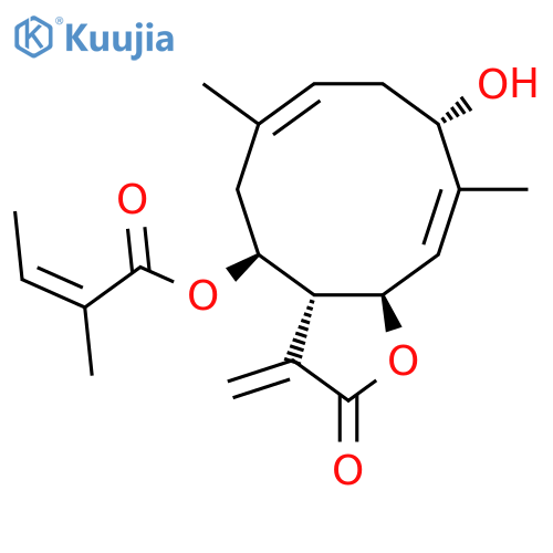 2-Butenoic acid,2-methyl-,(3aR,4S,6E,9S,10Z,11aS)-2,3,3a,4,5,8,9,11a-octahydro-9-hydroxy-6,10-dimethyl-3-methylene-2-oxocyclodeca[b]furan-4-ylester structure