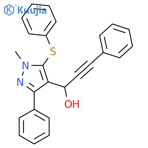 1-1-Methyl-3-phenyl-5-(phenylsulfanyl)-1H-pyrazol-4-yl-3-phenyl-2-propyn-1-ol structure