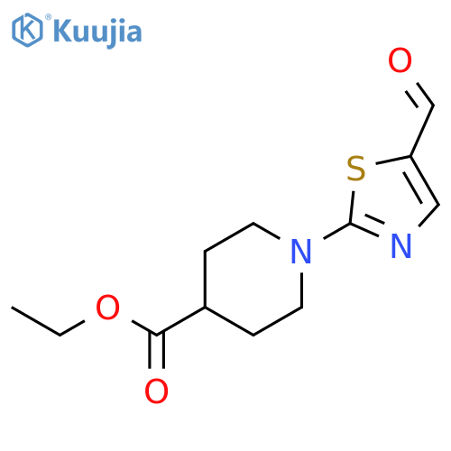 Ethyl 1-(5-formyl-1,3-thiazol-2-yl)-4-piperidinecarboxylate structure