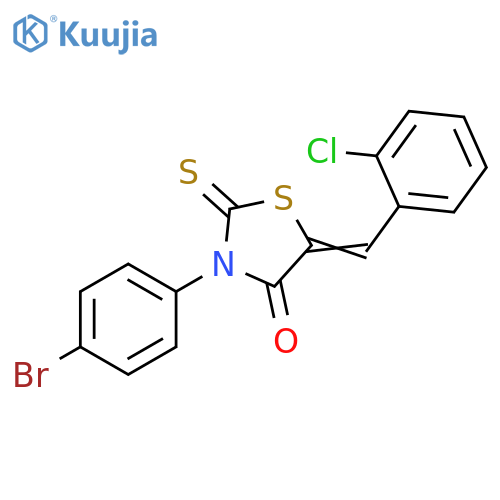 (5Z)-3-(4-bromophenyl)-5-(2-chlorophenyl)methylidene-2-sulfanylidene-1,3-thiazolidin-4-one structure