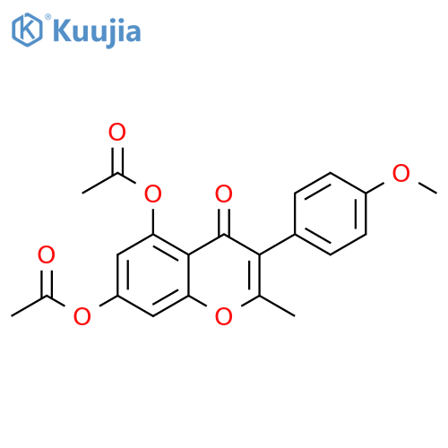 3-(4-methoxyphenyl)-2-methyl-4-oxo-4H-chromene-5,7-diyl diacetate structure