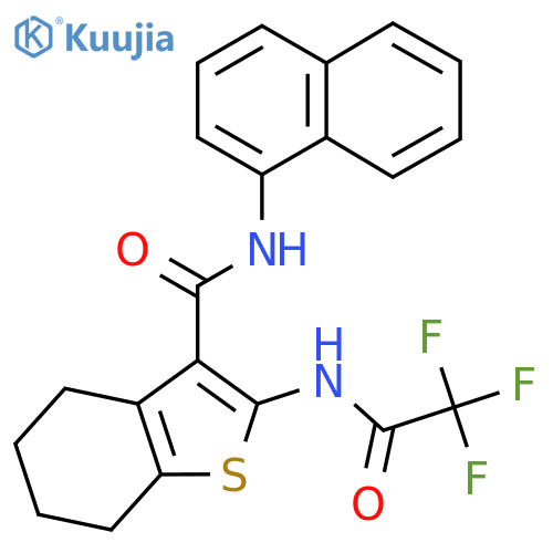 N-(naphthalen-1-yl)-2-(2,2,2-trifluoroacetamido)-4,5,6,7-tetrahydro-1-benzothiophene-3-carboxamide structure