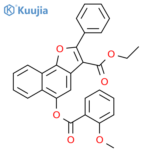 ethyl 5-((2-methoxybenzoyl)oxy)-2-phenylnaphtho[1,2-b]furan-3-carboxylate structure