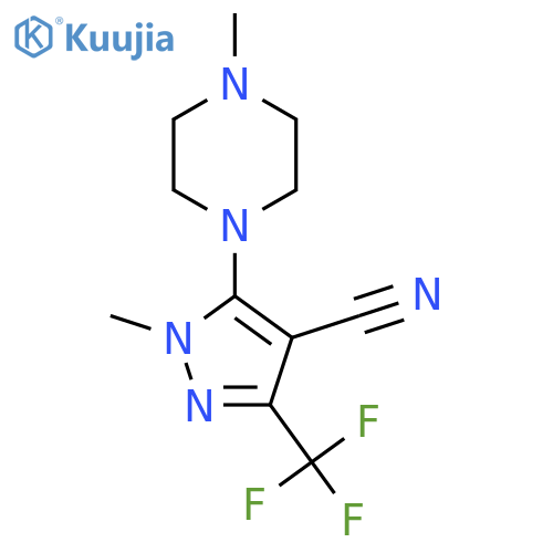 1-methyl-5-(4-methylpiperazino)-3-(trifluoromethyl)-1H-pyrazole-4-carbonitrile structure