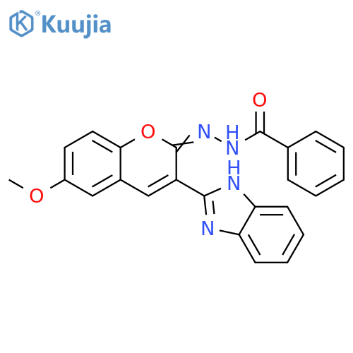 N'-(2E)-3-(1H-1,3-benzodiazol-2-yl)-6-methoxy-2H-chromen-2-ylidenebenzohydrazide structure