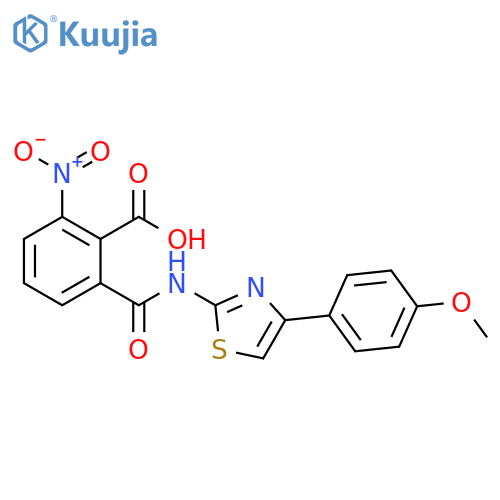 2-{4-(4-methoxyphenyl)-1,3-thiazol-2-ylcarbamoyl}-6-nitrobenzoic acid structure