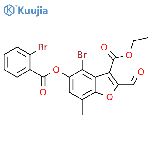 Ethyl 4-bromo-5-[(2-bromobenzoyl)oxy]-2-formyl-7-methyl-3-benzofurancarboxylate structure