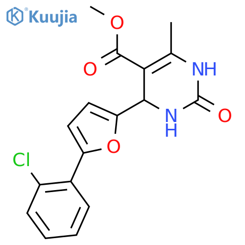 methyl 4-5-(2-chlorophenyl)furan-2-yl-6-methyl-2-oxo-1,2,3,4-tetrahydropyrimidine-5-carboxylate structure