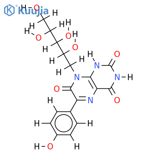 D-ribo-1,2,3,4,7,8-Hexahydro-6-(4-hydroxyphenyl)-8-(2,3,4,5-tetrahydroxypentyl)-2,4,7-pteridinetrione structure