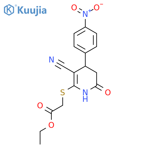 ethyl 2-{3-cyano-4-(4-nitrophenyl)-6-oxo-1,4,5,6-tetrahydropyridin-2-ylsulfanyl}acetate structure