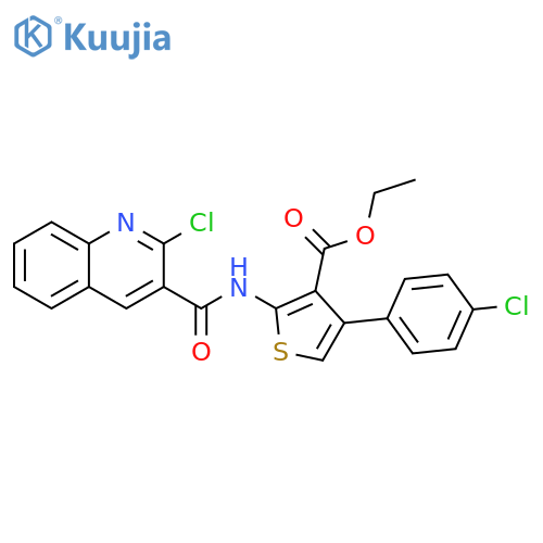 Ethyl 4-(4-chlorophenyl)-2-[[(2-chloro-3-quinolinyl)carbonyl]amino]-3-thiophenecarboxylate structure
