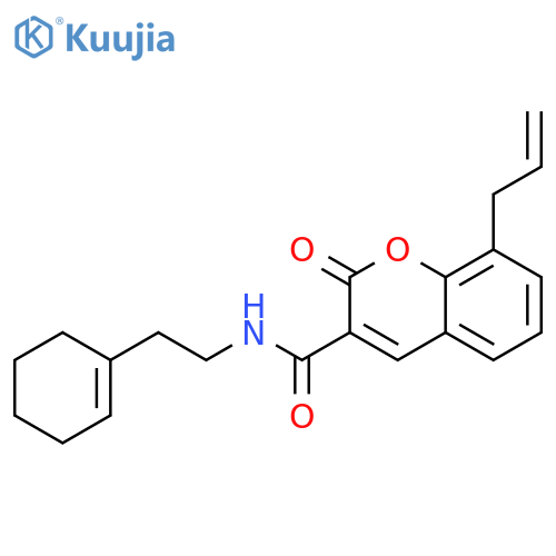 N-2-(cyclohex-1-en-1-yl)ethyl-2-oxo-8-(prop-2-en-1-yl)-2H-chromene-3-carboxamide structure